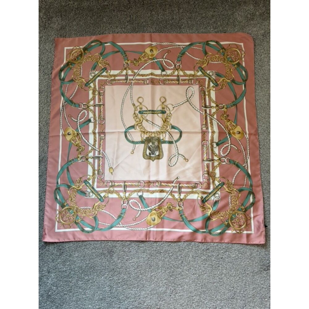 Art Of The Scarf Vintage Pink Green Nautical Scarf